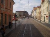 Cottbus/Chośebuz: pohled z tramvaje na centrální náměstí Altmarkt/Stare wiki	. 19.4.2012 © 	Jan Přikryl