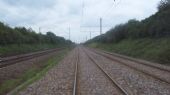 Karlsruhe: souběh tramvajové a železniční tratě do Mannheimu severně od zastávky Blankenloch-Nord	3.7.2012	 © Jan Přikryl