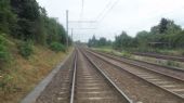 Karlsruhe: souběh tramvajové trati s železnicí do Mannheimu u zastávky Jenaer Straße	3.7.2012	 © Jan Přikryl