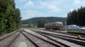 Wutachtalbahn: muzejní motorový vůz řady VT3 z roku 1952 stojí odstavený na severním zhlaví stanice Blumberg-Zollhaus	4.7.2012	 © Jan Přikryl