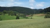 Wutachtalbahn: zemědělská krajina v okolí Epfenhofer-Viaduktu, na kopci v pozadí vede švýcarská hranice	4.7.2012	 © Jan Přikryl