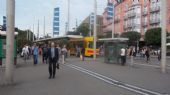 Basel: celkový pohled na tramvajový terminál u nádraží s tramvají regionálního dopravce BLT 	4.7.2012	 © Jan Přikryl