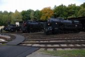 29.09.2012 - Lužná u Rakovníka, muzeum ČD: 324.391 + 354.195 + 464.053 na paprsích rotundy © Radek Hořínek