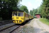 06.07.2013 - Harrachov: souprava 810.659-3 + 24-29 420-3 + 810.602-3 odpočívá mezi vlaky 25454 z Polska a 25456 do Kořenova © PhDr. Zbyněk Zlinský