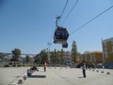 Porto: u dolní stanice lanovky Teleférico do Gaia na nábřeží Avenida Ramos Pinto projíždí kabiny přímo nad hlavami chodců	21.4.2013	 © 	Jan Přikryl