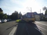 Stuttgart: ozubnicový motorový vůz přejíždí křížení s ulici Alte Weinsteige za zastávkou Haigstraße směrem ke konečné linky 10 Degerloch, 2.10.2013 © Jan Přikryl