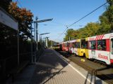 Stuttgart: míjení tramvajových souprav starších sérií typu DT8 z 80. let v zastávce Weinsteige, 2.10.2013 © Jan Přikryl