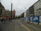 Karlsruhe: dočasná tramvajová trať a staveniště tramvajového tunelu na náměstí Europaplatz, 4.10.2013 © Jan Přikryl