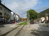 Bad Wildbad: poslední metry tramvajové trati v ulici König-Karl-Straße před vjezdem do obvodu nádraží, 4.10.2013 © Jan Přikryl