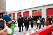 23.1.2014 - Praha ONJ, areál HZS SŽDC: Lahev sektu se vydává na svou poslední cestu © Jiří Řechka