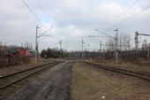 01.03.2014 - Týniště n.O., vlečka 4259 Elitex: vpravo předávková kolej 17, vlevo příjezd k odstavným kolejím, v pozadí přejezd P4023 © PhDr. Zbyněk Zlinský