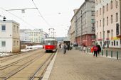 29.01.2014 - Praha-Libeň: V místě tramvajové tratě byla vedena železniční trať, ulice Na žertvách © Jiří Řechka