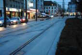 25.02.2014 - Paříž: ukončení tramvaje na pneumatikách linky T5 v prostoru zastávky Marché de Sant-Denis © Lukáš Uhlíř