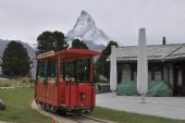 Akumulátorová tramvaj v Riffelalpu, v pozadí Matternhorn, 24.09.2014 © Pavel Stejskal