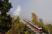 Vlak ze Zermattu na Gornergrat, Matterhorn se opět halí do mlh, 25.09.2014 © Pavel Stejskal