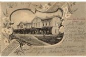 1902, Kroměříž, vlakové nádraží, dobová pohlednice; zdroj: sbírka Stanislav Plachý