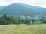 Zástavba obce Santa Maria Maggiore na jižním svahu údolí Val Viggezo z vlaku, blížícícho se do stejnojmenné stanice, 27.6.2014 © Jan Přikryl