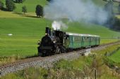 Lokomotiva BHStB 169 v čele prvního vlaku mezi zastávkami Piesendorf Bad a Walchen; 10.09.2016 © Pavel Stejskal