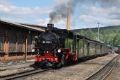 Vlak Fichtelbergbahn s retro provedení v Cranzahlu; 3.7.2016 © Pavel Stejskal