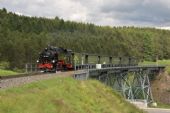 Vlak Fichtelbergbahn vjíždí do Oberwiesenthalu; 3.7.2016 © Pavel Stejskal