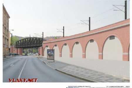 Most přes ulici Prvního pluku - nový stav; zdroj: SUDOP Praha