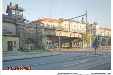 Most přes ulici Křižíkovu - stávající stav; zdroj: SUDOP Praha
