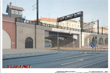Most přes ulici Křižíkovu - nový stav; zdroj: SUDOP Praha