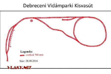 28.08.2016 - Debreceni Vidámparki Kisvasút, plán koľajiska © Michal Čellár