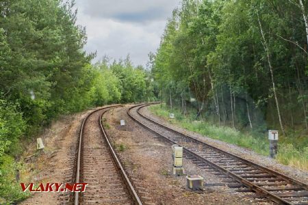 17.6.2017 - trať do Týna nad Vltavou: vlevo do Týna nad Vltavou, vpravo do jaderné elektrárny © Jiří Řechka