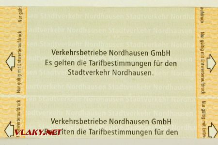 Jízdenka na tramvaj v Nordhausenu - papír připraven pro jízdenky, které lze označit 4× © Dominik Havel