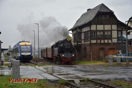 Quedlinburg, souběžný odjezd vlaků do Thale a Alexisbad; 2.10.2017 © Pavel Stejskal