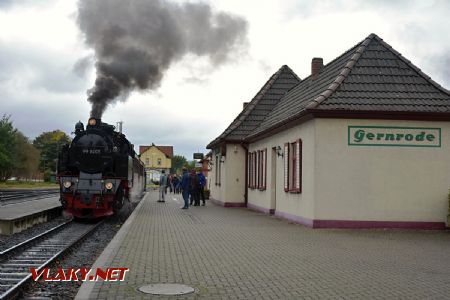 Gernrode, parní vlak z Gernrode do Hasselfelde před odjezdem; 2.10.2017 © Pavel Stejskal