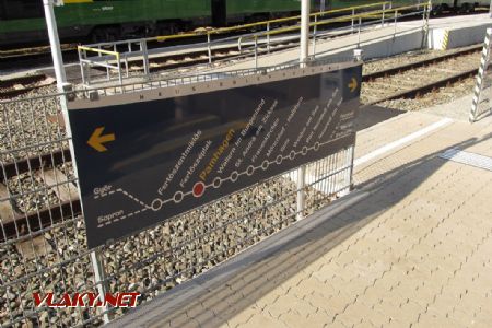 Pamhagen: schéma stanic na trati Neusiedler Seebahn u vstupu do kolejiště, 1.10.2017 © Dominik Havel