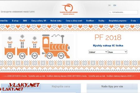 PF 2018 na webu © Železničná spoločnosť Slovensko