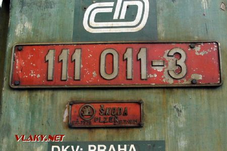 19.05.2007 - Praha hl.n.: 111.011-3 - označení a výrobní štítek © PhDr. Zbyněk Zlinský