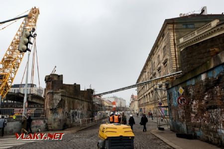 17.2.2018 - Praha-Karlín: zde bude jednokolejný železniční most © Jiří Řechka