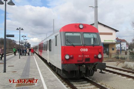 13.03.2018 - Marchegg, stanica a REX 2514 bez cestujúcich, ktorý pôvodne bol nasmerovaný do Bratislavy © Juraj Földes