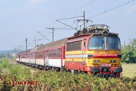 Osemvozňový mimoriadny vlak s pútnikmi zo Šaštína medzi Šelpicami a Trnavou; 15.9.2016 © Marko