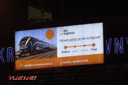 06.07.2018 – Krakov: reklama na nové spojení Leo Expressu (proč si z Česka vybrali zrovna Olomouc, netuším) © Dominik Havel