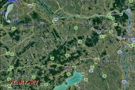 Keszthely, vyznačený v Google Earth © 2018 Google Image Landsat Copernicus
