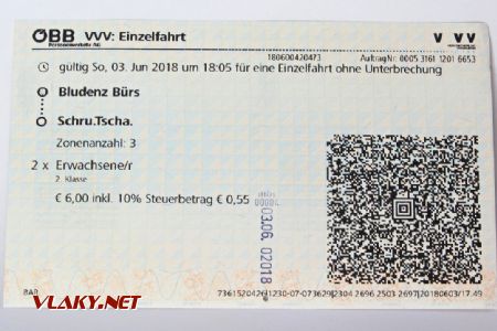 Obyčejná jízdenka VVV Bludenz–Schruns © Dominik Havel