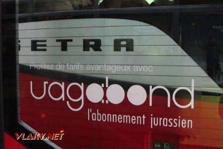 06.06.2018 – Saignelégier: logo IDS Vagabond na dveřích autobusu Setra © Dominik Havel