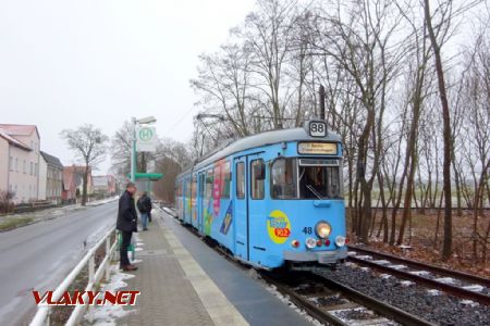 Konečná Alt-Rüdersdorf s tramvají č. 48 typu Duewag GT6, 26.1.2019 © Jiří Mazal