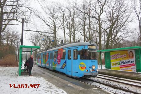 Schöneiche, Rahnsdorfer Straße s tramvají typu Duewag GT6, 26.1.2019 © Jiří Mazal