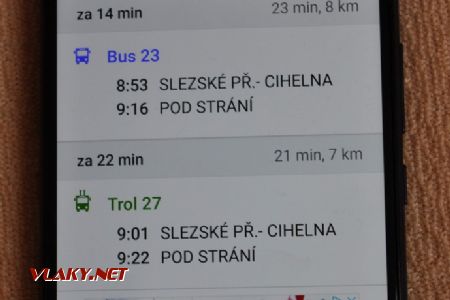 08.02.2019 - Hradec Králové: trolejbusová podoba linky 27 v mobilní aplikaci © Václav Pokorný