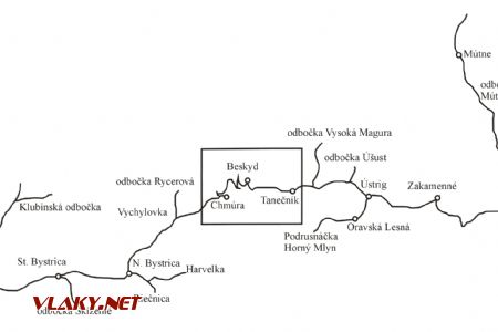 Mapa Kysucko-oravské lesné železnice z roku 1926 © kysuckemuzeum.sk