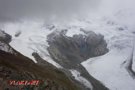 Gornergrat, ľadovce Gornergletscher a Grenzgletscher pod Monte Rosou, 10.9.2019 © Juraj Földes