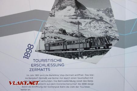Trockener Steg, panel na výstavke. Gornergratbahn už oslávil svoje 120. výročie © Juraj Földes 