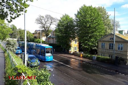 Stockholm: Tramvaj bez cestujících se vrací z Djurgårdenu © Tomáš Kraus, 26.5.2019