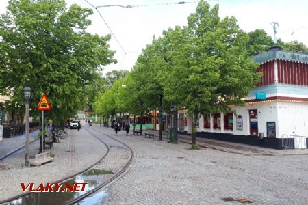 Stockholm: Tramvajová kolej odbočující k přístavu na Djurgårdenu © Tomáš Kraus, 26.5.2019